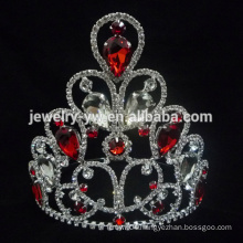 Red stone crystal silver waterdrop wedding accessories necklace earring crown wholesale